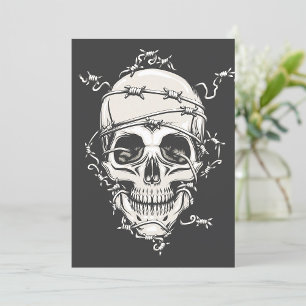 Totenkopf Stacheldraht Einladung