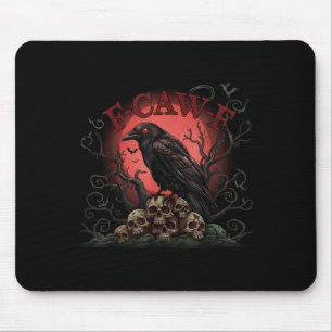Totenkopf-Stapel Rabe F-caw-f Halloween T-Shirt  Mousepad