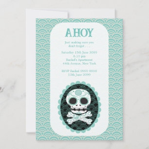 Totenkopf Teal Designer Hinweis Einladung
