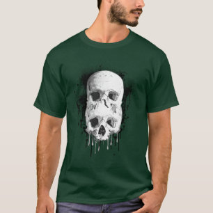Totenkopf Tröpfchen Schwarze Tinte Spritzer Grafik T-Shirt