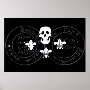 TOTENKOPF UND FLEUR DE LISE  / PIRATEN SCHATZKARTE POSTER