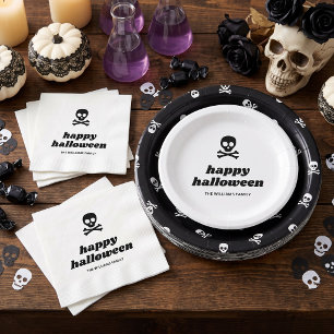 Totenkopf und gekreuzte Knochen Happy Halloween Pa Serviette