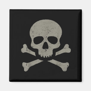 Totenkopf und gekreuzte Knochen Vintage Gothic Pir Magnet