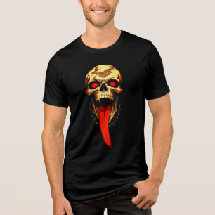 Totenkopf und Kette – Kantige Gothic-Rote Zunge Tri-Blend Shirt