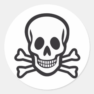 Totenkopf und Knochen Runder Aufkleber