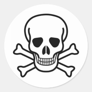 totenkopf und knochen runder aufkleber