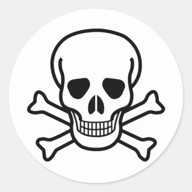 totenkopf und knochen runder aufkleber (Vorderseite)