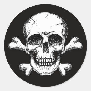 Totenkopf- und Kreuzknochen-Toxizitätszeichen-Symb Runder Aufkleber