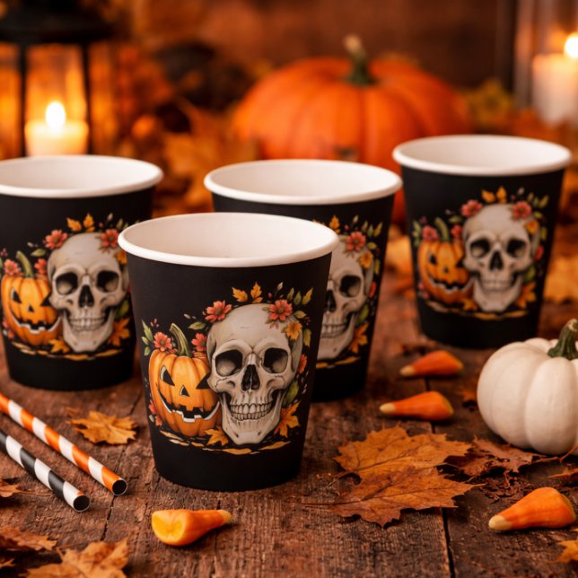  Totenkopf und Kürbis  Pappbecher (Von Creator hochgeladen)