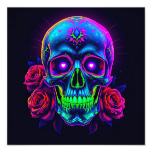 Totenkopf und Rosen Fotodruck