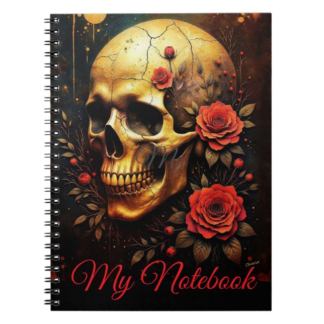Totenkopf und Rosen Notizblock (Vorderseite)