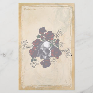 Totenkopf- und Rosen-Tätowierstil Goth-Kunst Briefpapier
