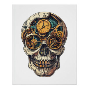 Totenkopf und Uhr Zeitwächter Poster