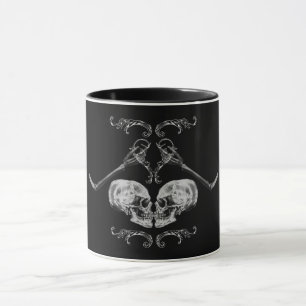 "Totenkopf verliebt" Vintage-Skelette Schwarz Tasse
