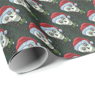 TOTENKOPF WEIHNACHTEN SCHÄDEL, WEIHNACHTS-SKELETT  GESCHENKPAPIER