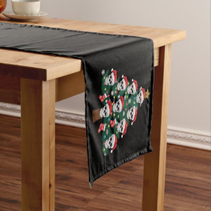 Totenkopf-Weihnachtsbaum-Pyjama Cooler Skelett-Wei Kurzer Tischläufer