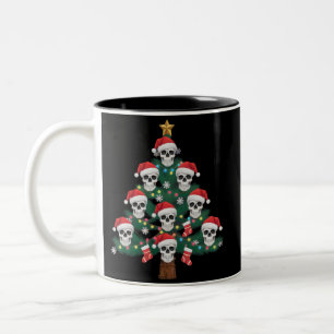 Totenkopf-Weihnachtsbaum-Pyjama Cooler Skelett-Wei Zweifarbige Tasse