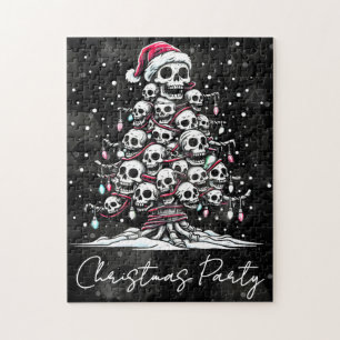 Totenkopf-Weihnachtsbaum-Pyjama-Skelett-Santa-Hut Puzzle