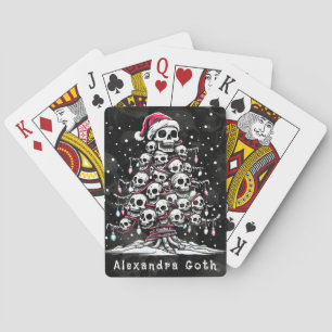 Totenkopf-Weihnachtsbaum-Pyjama-Skelett-Santa-Hut Spielkarten