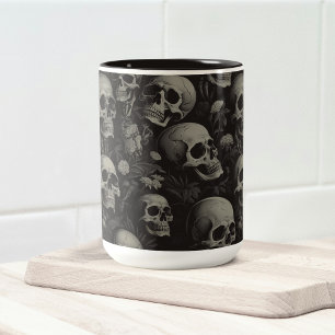 Totenkopf-Weihnachtsbaum-Pyjama-Skelett-Santa-Hut Zweifarbige Tasse