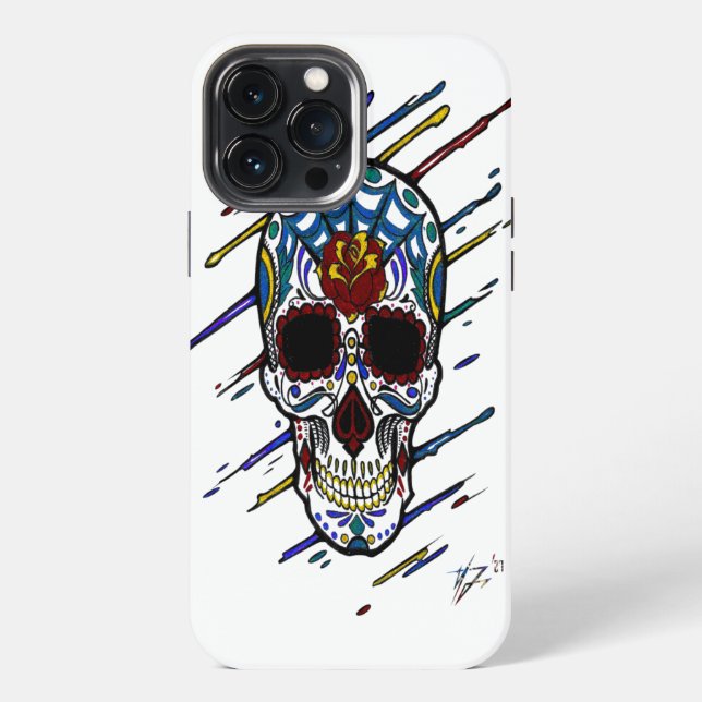 Totenkopf-Zuckerschädel iPhone Hülle (Rückseite)