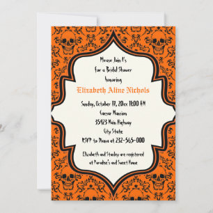 Totenköpfe Damast Halloween Hochzeit Brautparty Einladung