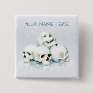 Totenköpfe im Schnee. Personalisiert Button