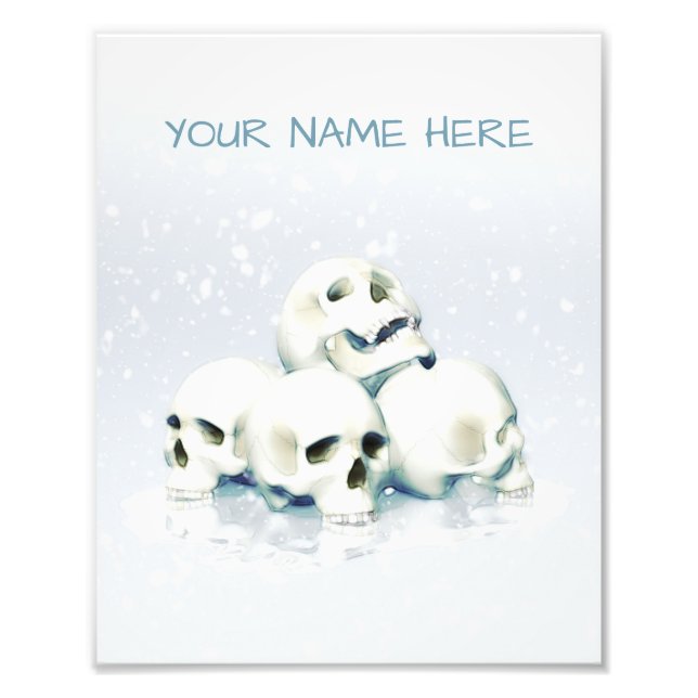Totenköpfe im Schnee. Personalisiert Fotodruck (Vorne)