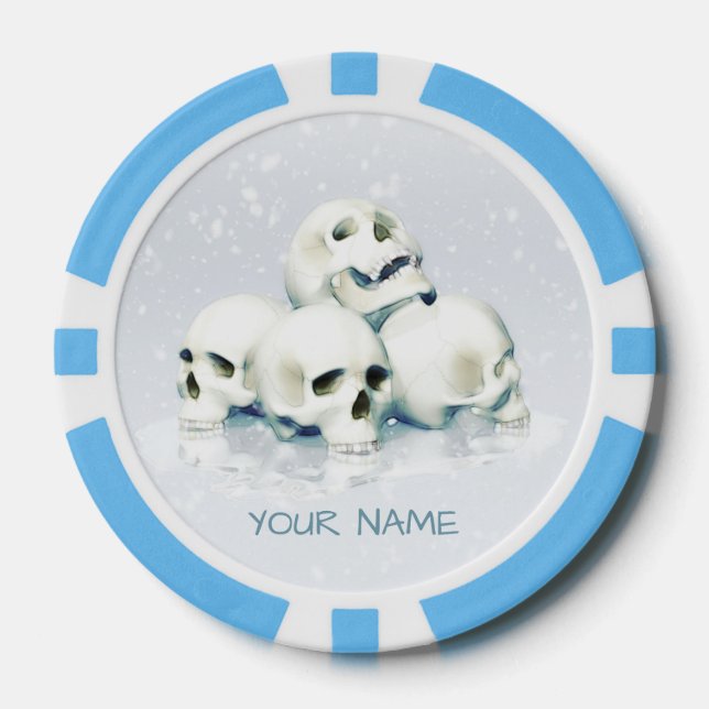Totenköpfe im Schnee. Personalisiert Pokerchips (Vorderseite)