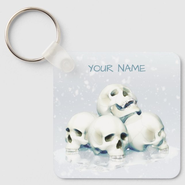 Totenköpfe im Schnee. Personalisiert Schlüsselanhänger (Vorderseite)
