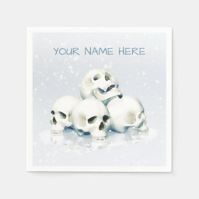 Totenköpfe im Schnee. Personalisiert Serviette (Vorderseite)