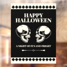 Totenköpfe lachen schwarze Creme Halloween-Fenster