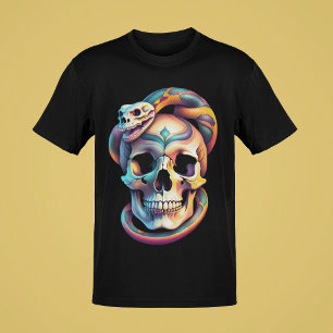 Totenköpfe mit Schlangen oder Rosen Farb-Kunst-Kol T-Shirt