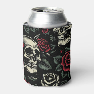 Totenköpfe & Rote Rosen Gothic Floral Dosenkühler