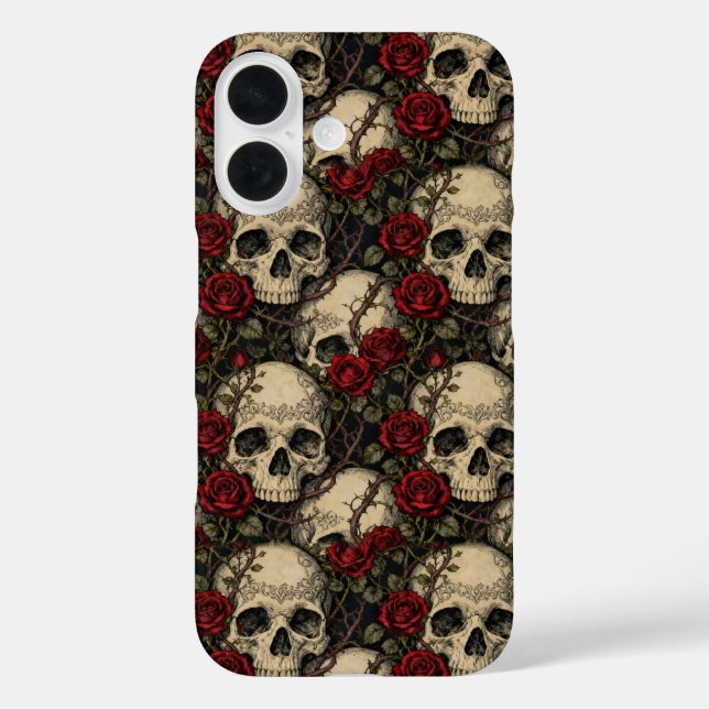 Totenköpfe und Dornröschen Case-Mate iPhone Hülle (Rückseite)