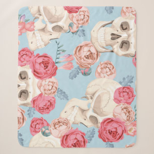 Totenköpfe und Rosen Vintage-Muster Sherpadecke