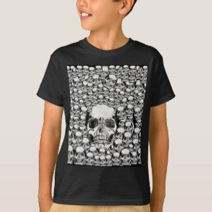TOTENKÖPFE WAND TOD GESTORBEN SKELETT SCHWARZ WEIS T-Shirt