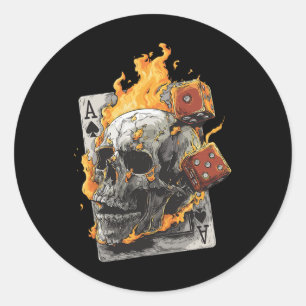 Totenkopfflammen-Würfel-Spielkarten Poker Tarot Sk Runder Aufkleber