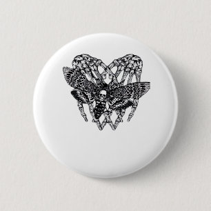 Totenkopfmoth Classic - Skeleton-Handherz Button