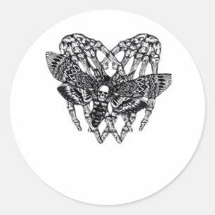 Totenkopfmoth Classic - Skeleton-Handherz Runder Aufkleber