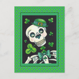 TOTENKRÄHEN-LEPRECHAUN, ST. PADDY'S DAY-TOTENKOPF FEIERTAGSPOSTKARTE