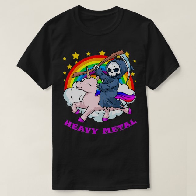 Totenmetall s Unicorn Grim Sensenmann Regenbogen S T-Shirt (Design vorne)