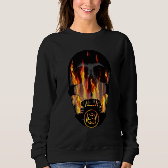 Totenschädel Feuer Flammen Sweatshirt (Vorderseite)