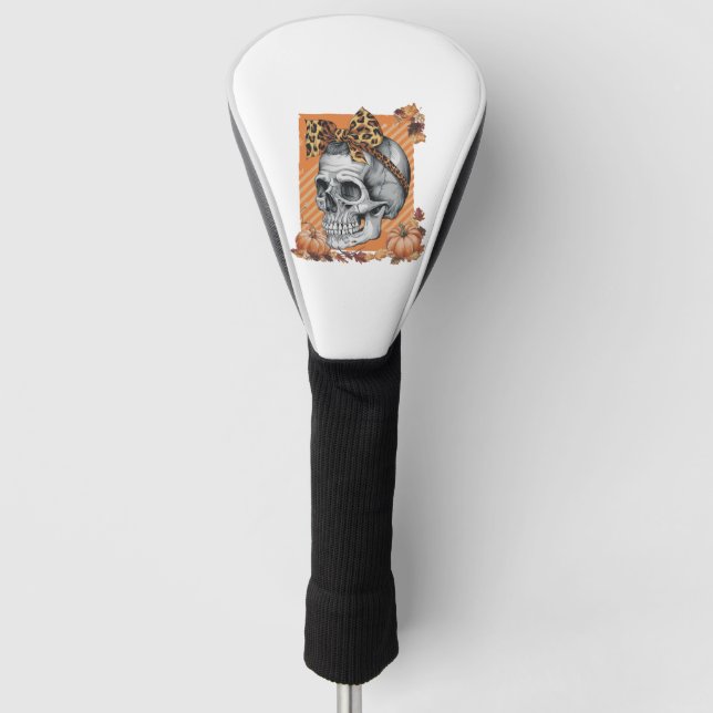 Totenschädel Herbst Bow Halloween Golf Headcover (Vorderseite)