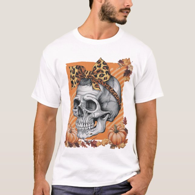 Totenschädel Herbstbogen Halloween T-Shirt (Vorderseite)