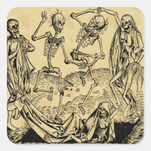 Totentanz von Michael Wolgemut 1493 Quadratischer Aufkleber
