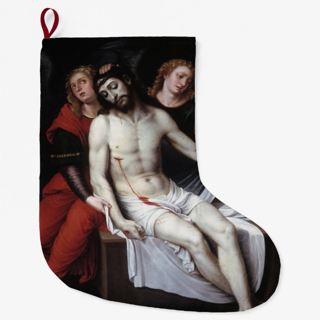 Toter Christus, unterstützt von zwei Engeln (Ribal Großer Weihnachtsstrumpf (Vorderseite)