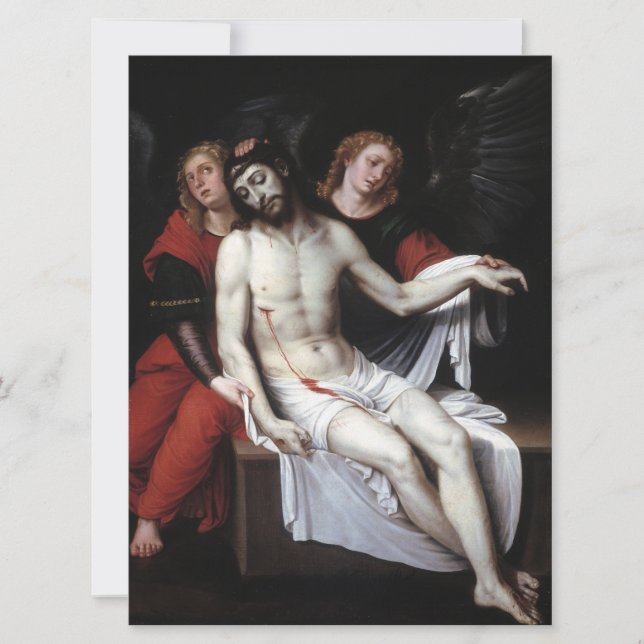 Toter Christus, unterstützt von zwei Engeln (Ribal Karte (Vorderseite)