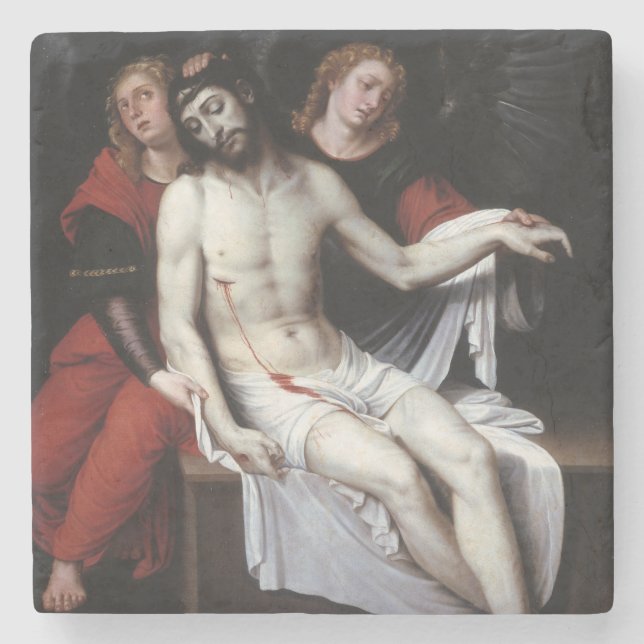 Toter Christus, unterstützt von zwei Engeln (Ribal Steinuntersetzer (Vorderseite)