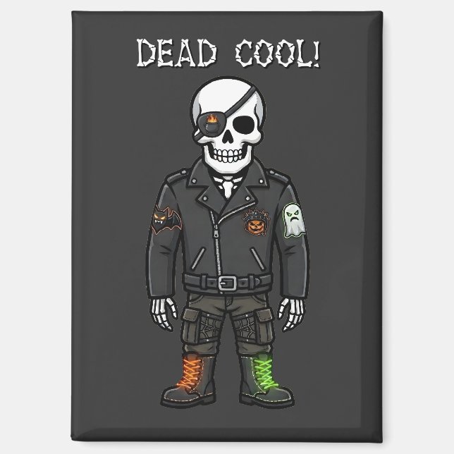 Toter cooler Skelett-Biker | Halloween Magnet (Vorderseite)